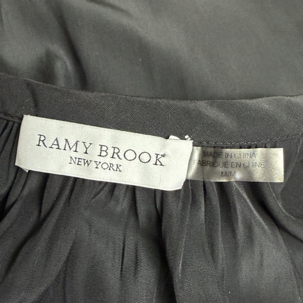 Ramy Brook Blouse Womens M Black Halter‎ Front Lace-Up Bow Sleeveless Chiffon - Picture 5 of 8